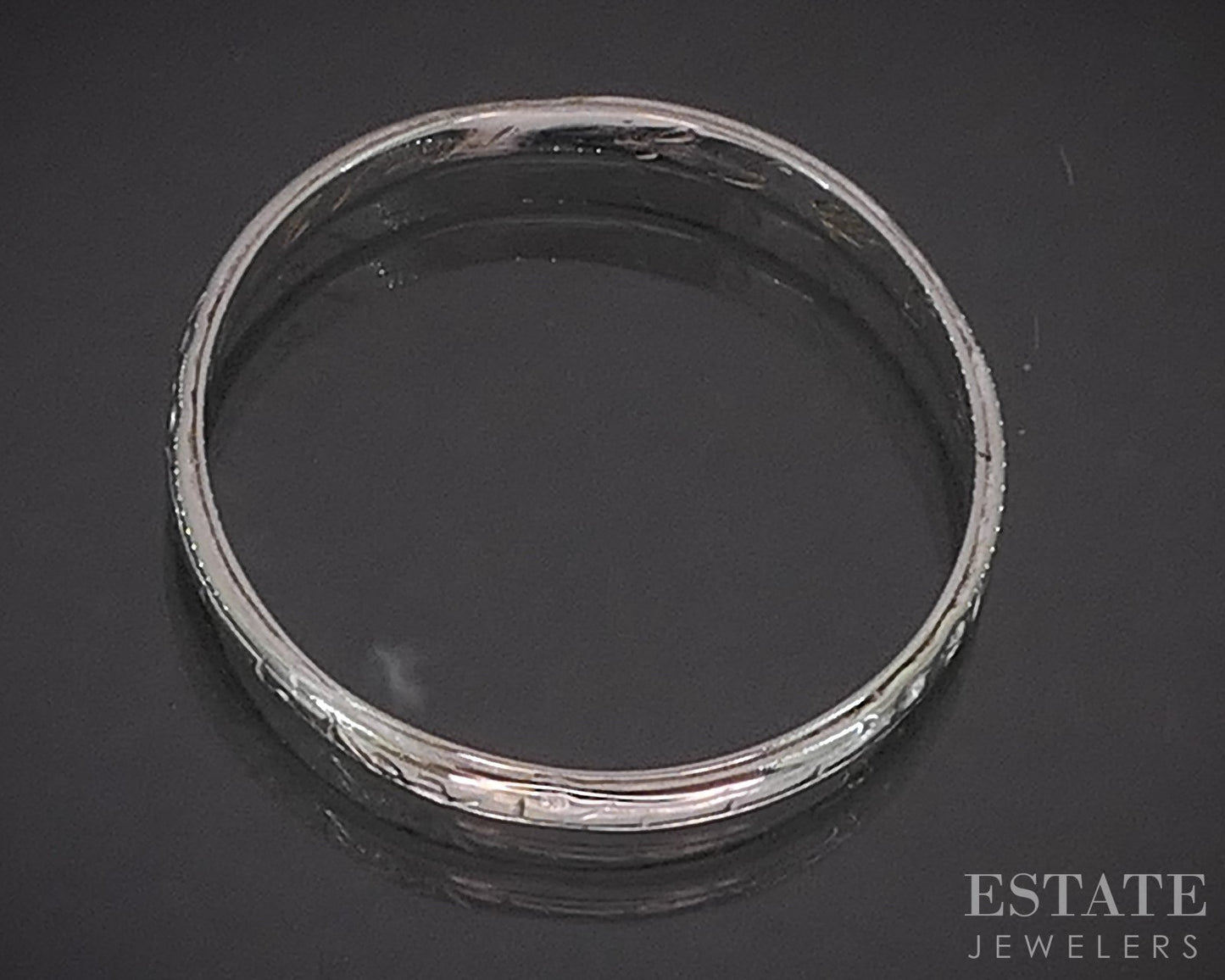 Antique 18k White Gold 2mm Engraved Ladies Wedding Band 1.1g i20351b