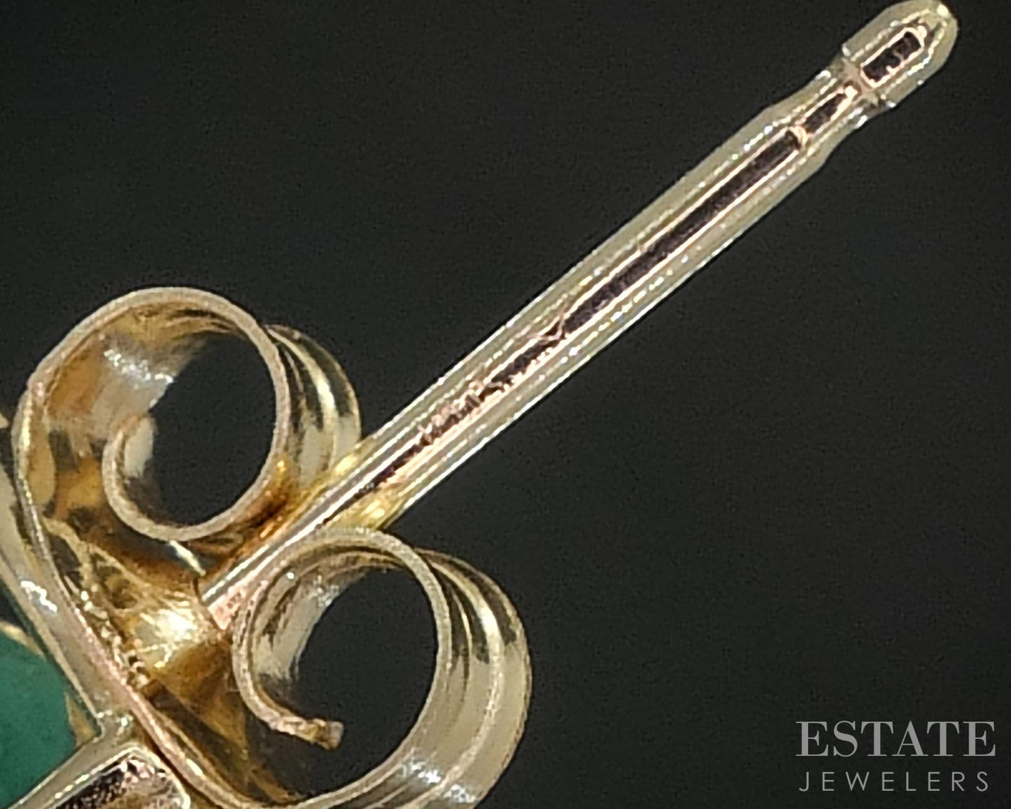 14k Yellow Gold Natural Emerald & Diamond Stud Earrings 1.2g i20358b