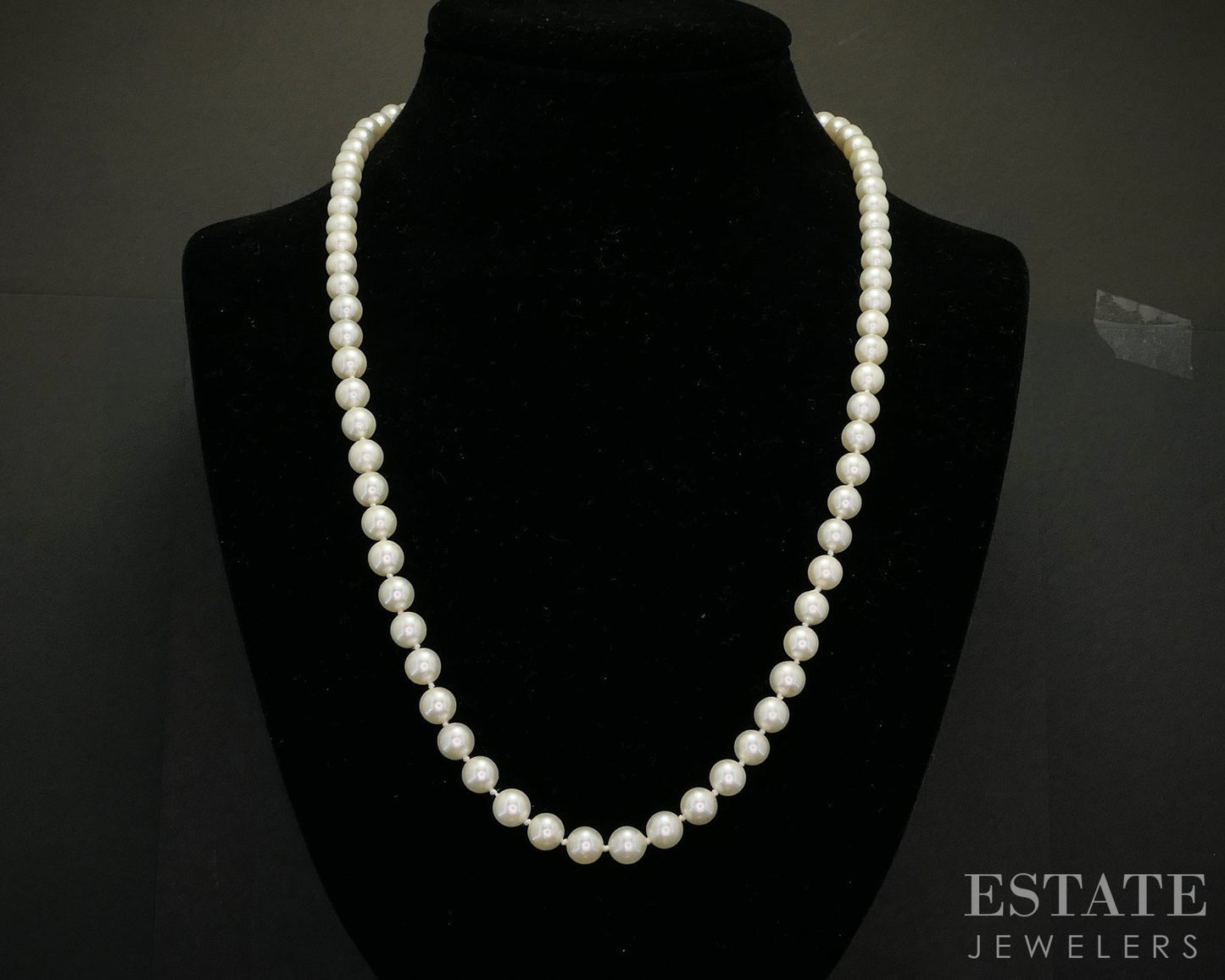 14k Yellow Gold 6.7mm Cultured Pearl Ladies Necklace 24"L i20347b