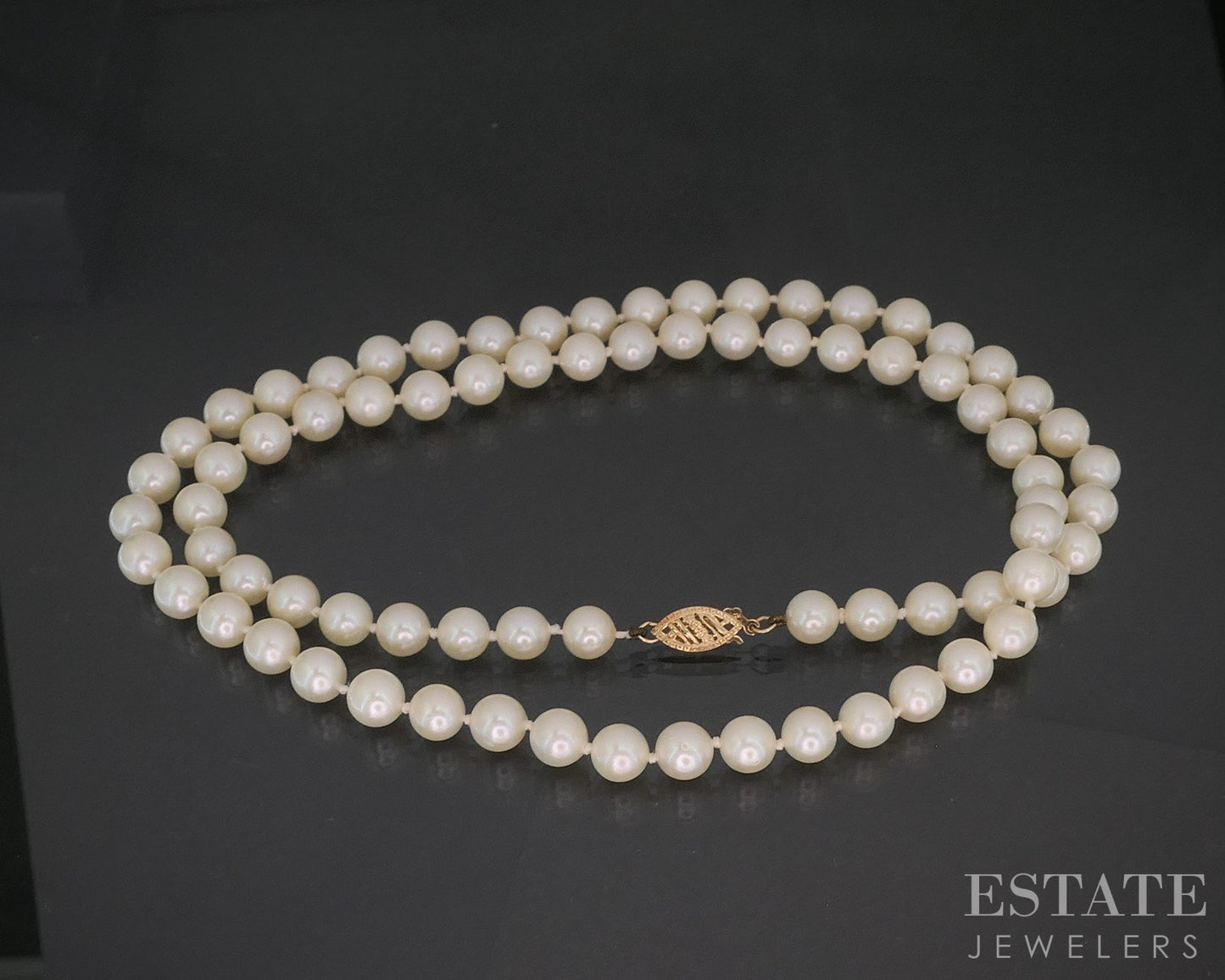 14k Yellow Gold 6.7mm Cultured Pearl Ladies Necklace 24"L i20347b