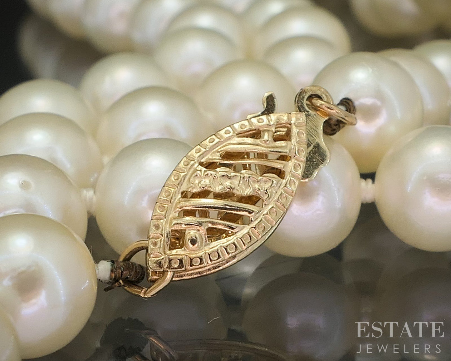 14k Yellow Gold 6.7mm Cultured Pearl Ladies Necklace 24"L i20347b