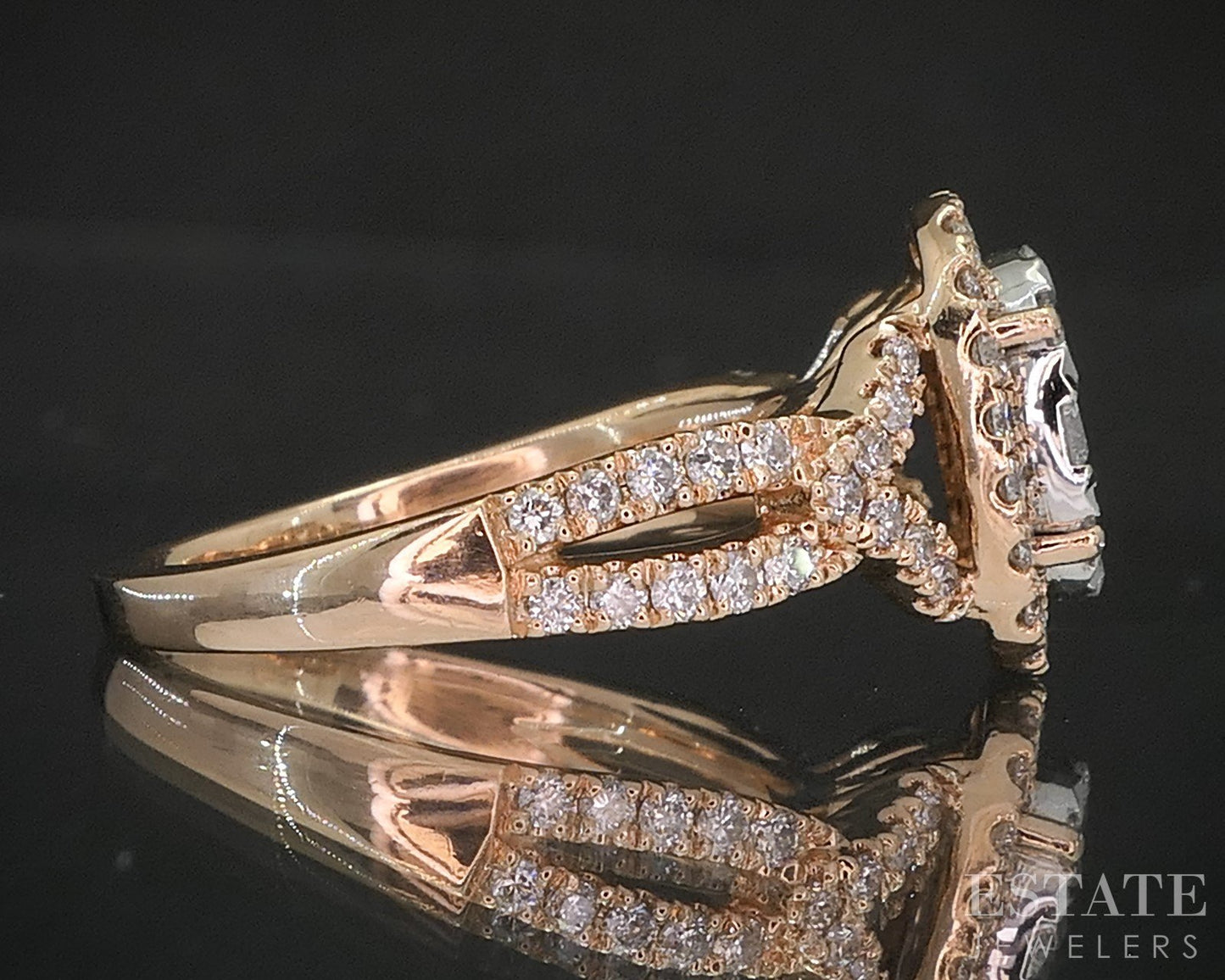 14k Rose Gold Natural .74ctw Diamond Cluster Halo Engagement Ring 5.1g i20357b