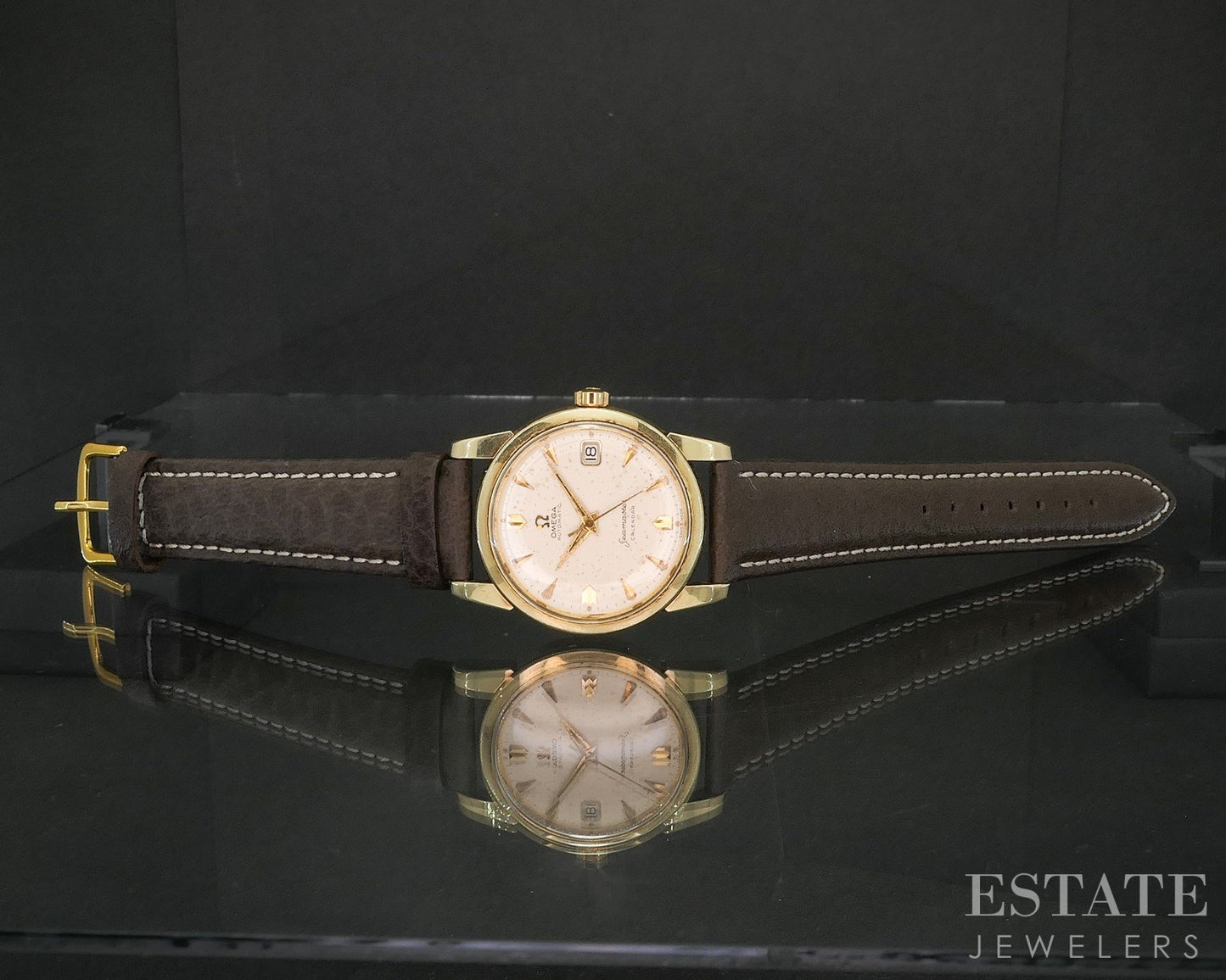Vintage 1958 Omega Seamaster Calendar Gold Capped Cal. 503 Mens Watch i20381