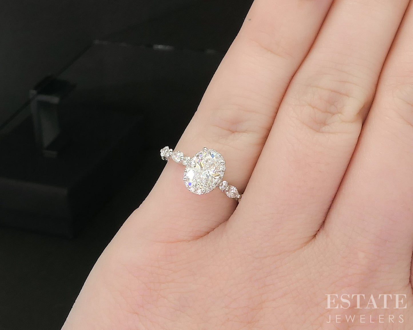 14k White Gold Natural 1.46ctw Diamond Neil Lane Halo Engagement Ring 2g i20369