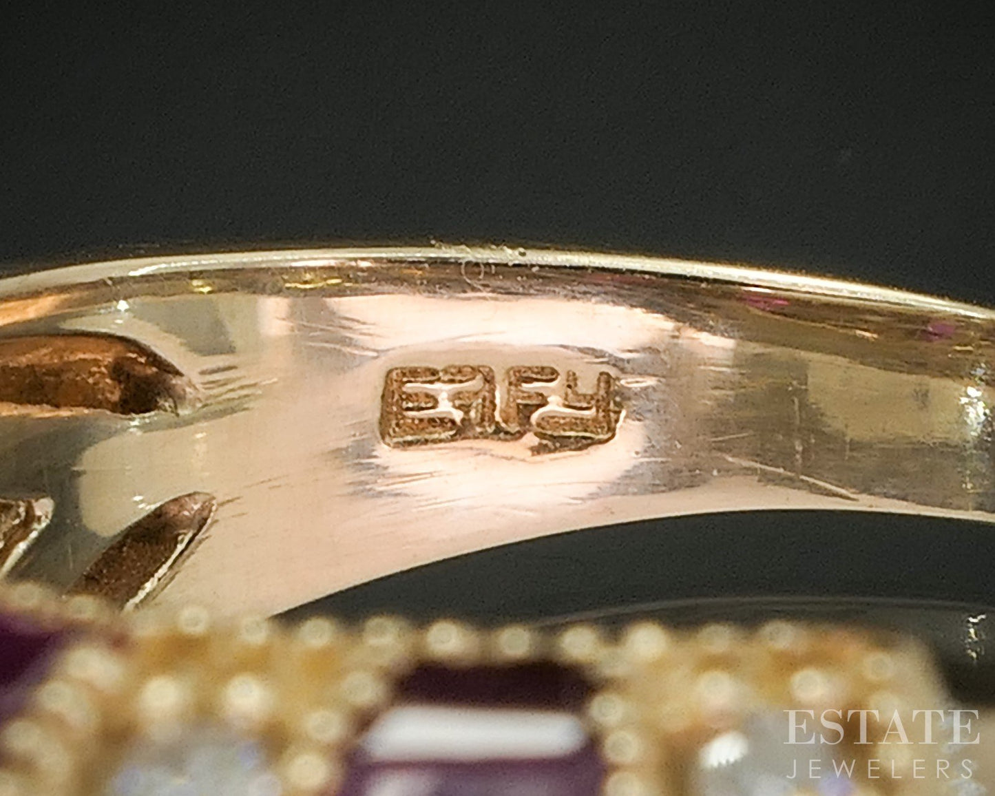 14k Yellow Gold EFFY Natural Ruby & Diamond Ladies Band Ring 8.9g i20380