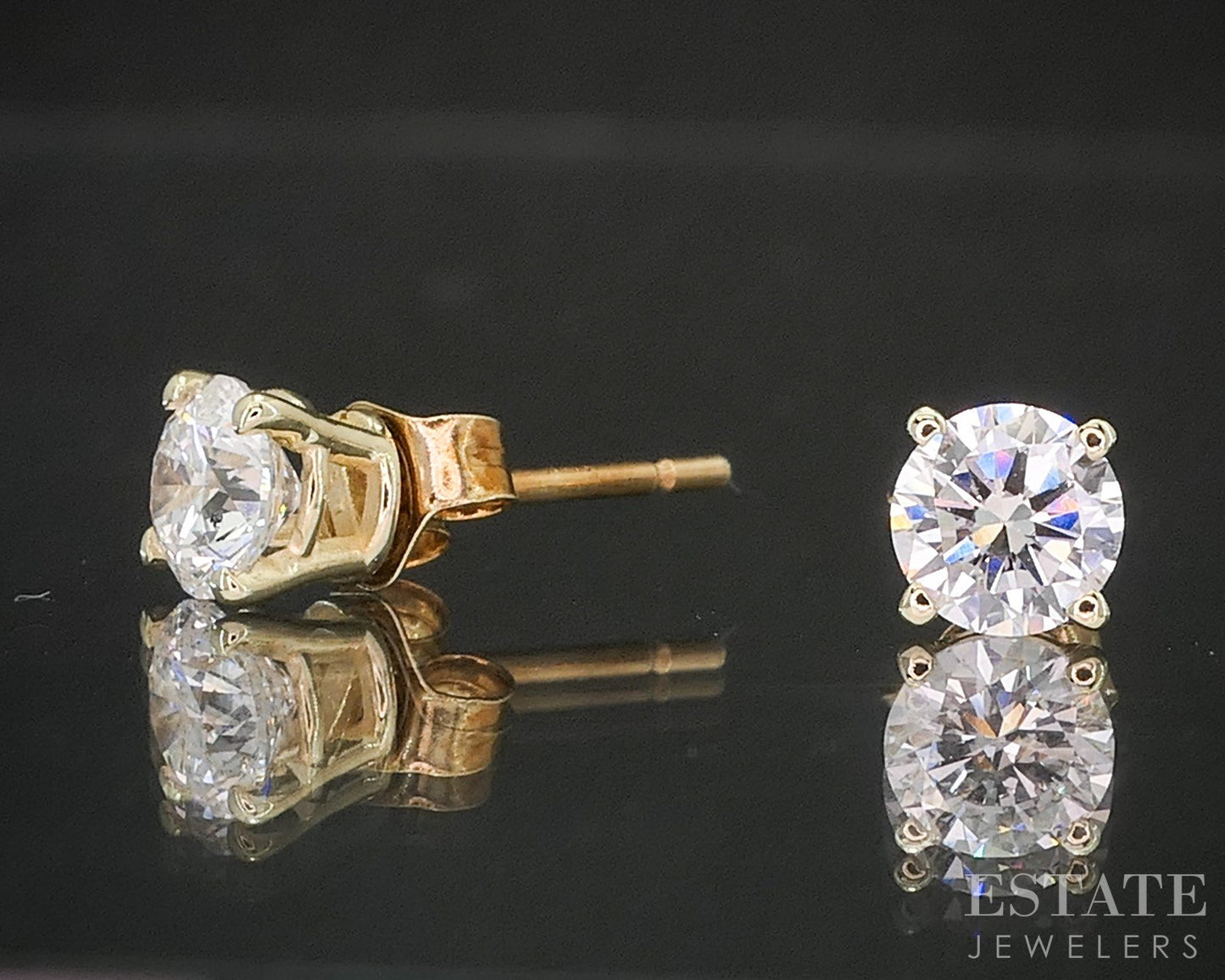 10k Yellow Gold Round Lab Created .60ctw Diamond Stud Earrings i20386