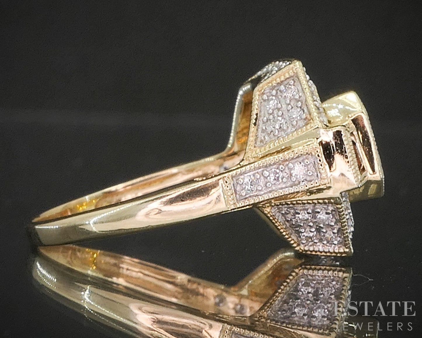 14k Yellow Gold Natural Citrine & Diamond Ladies Ring 5.0g p91672