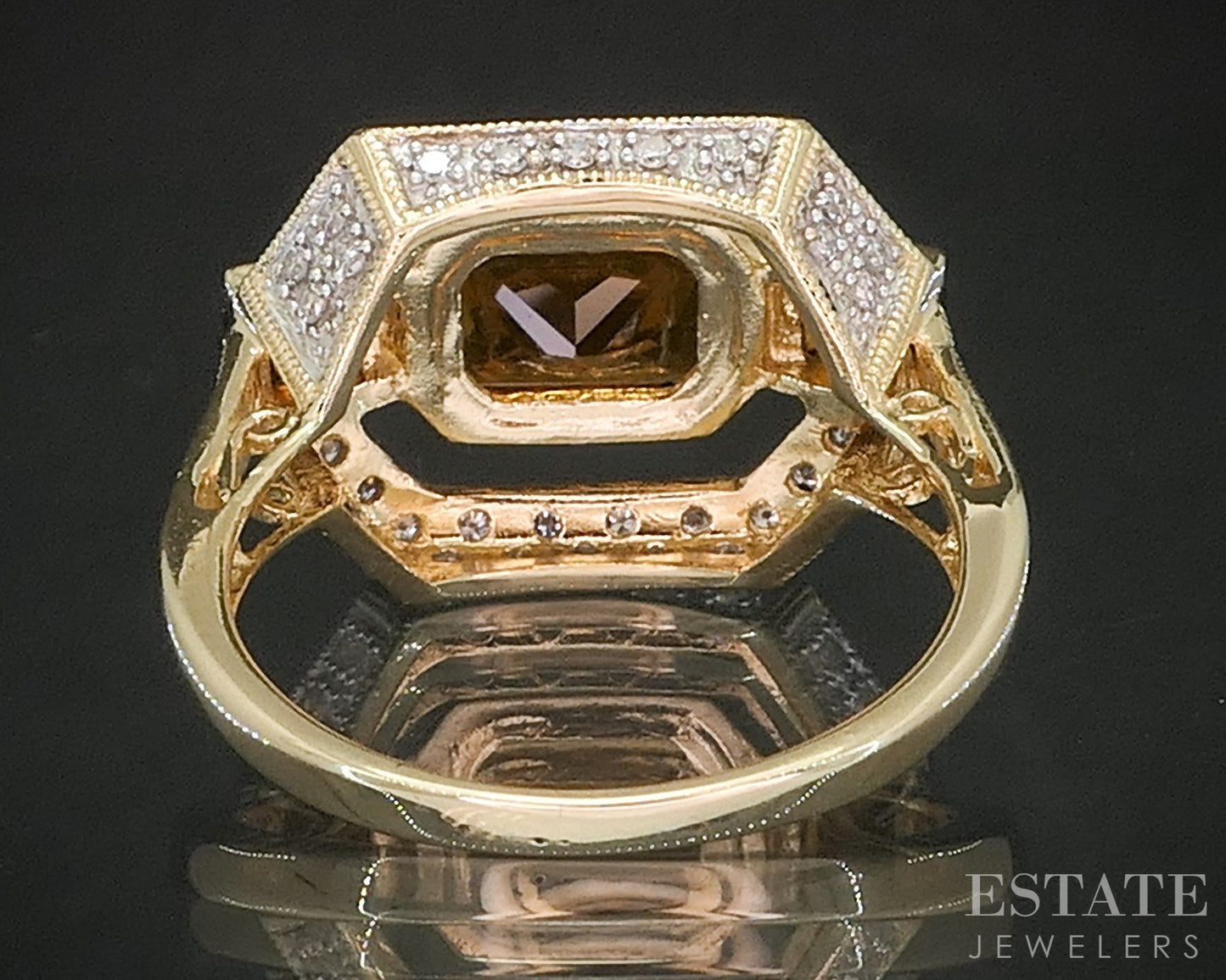 14k Yellow Gold Natural Citrine & Diamond Ladies Ring 5.0g p91672