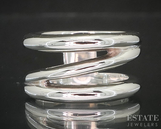 Sterling Silver Tiffany & Co. Three Row Swirl Ladies Band Ring 9.3g i20378