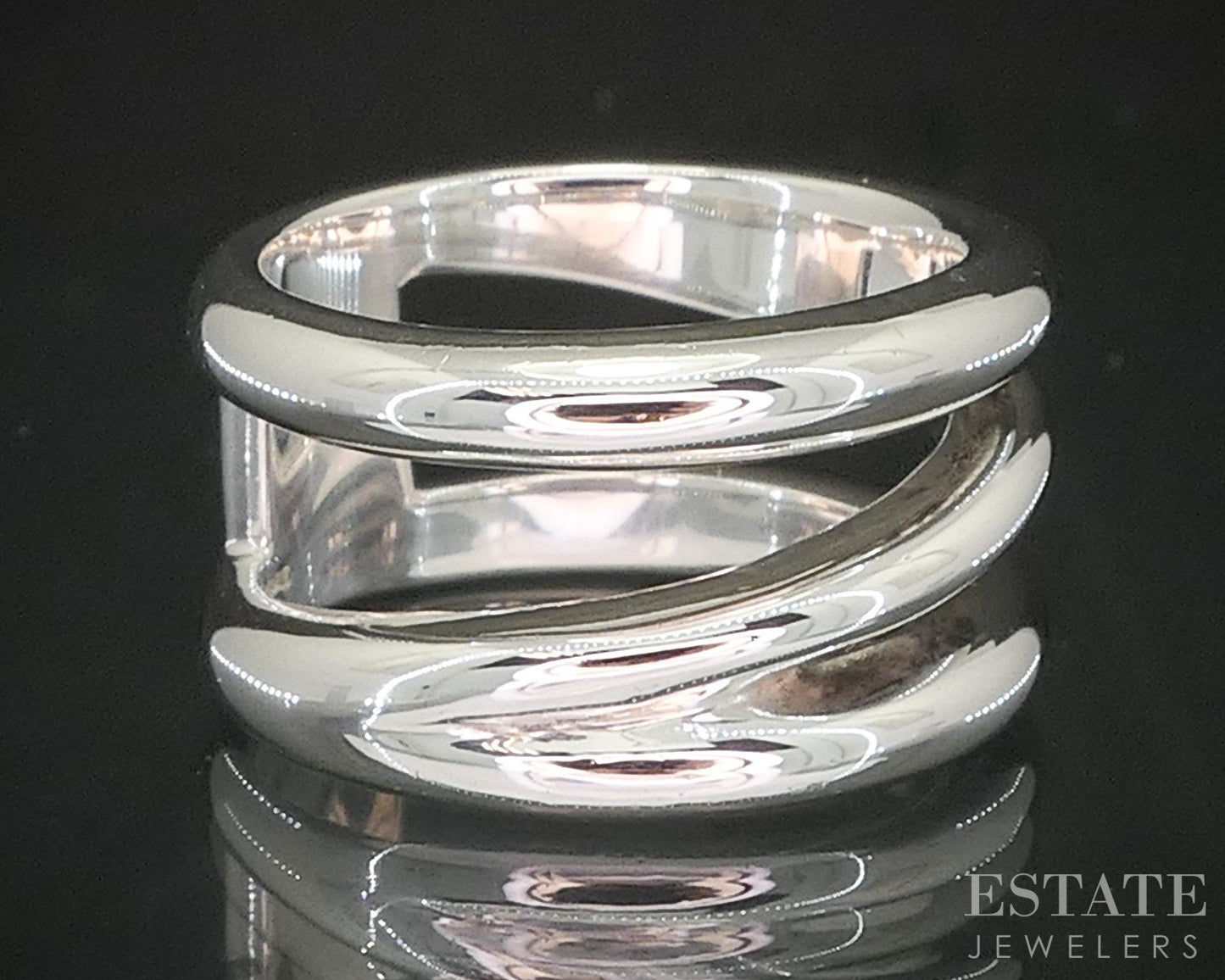 Sterling Silver Tiffany & Co. Three Row Swirl Ladies Band Ring 9.3g i20378
