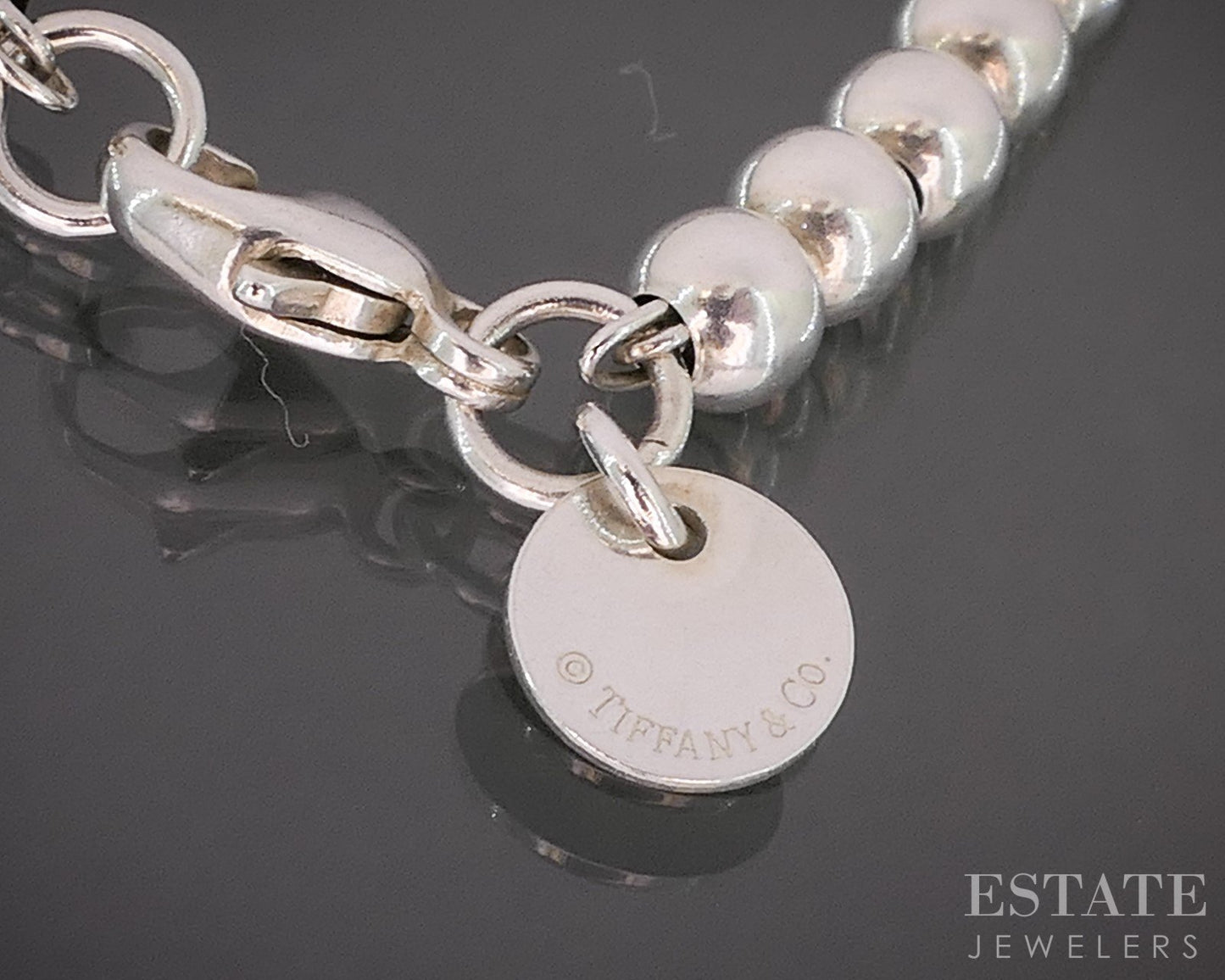 Sterling Tiffany & Co. MOM Mini Heart Tag Beaded Bracelet 5.7g 6.5"L i20371