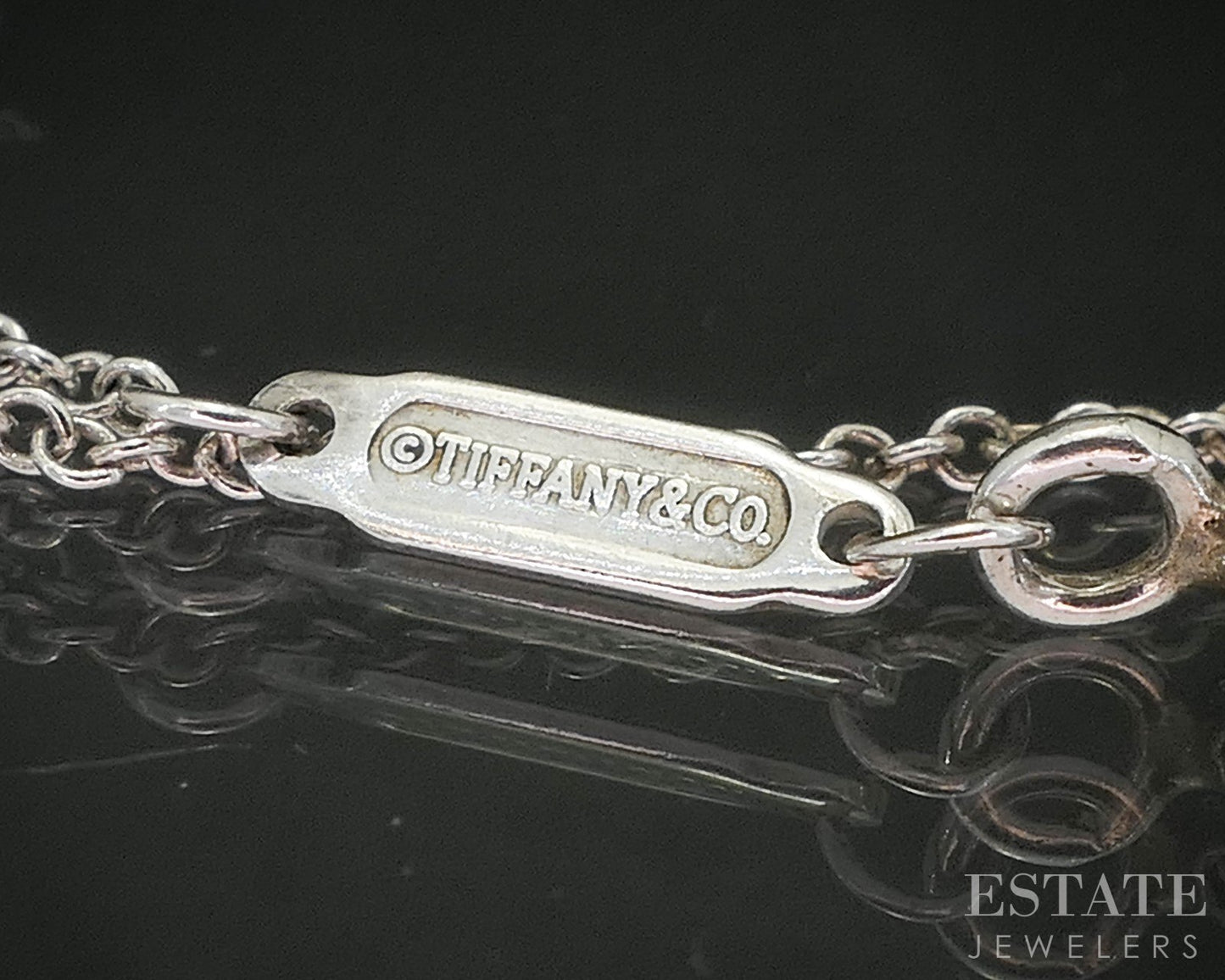 Sterling Tiffany & Co. "T" Smile Cable Link Ladies Necklace 2.7g 18"L i20374