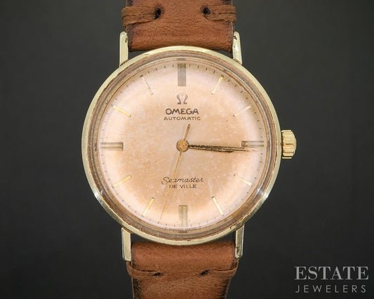 Vintage 1965 14k Yellow Gold Omega Seamaster DeVille Tropical Dial Watch i20387