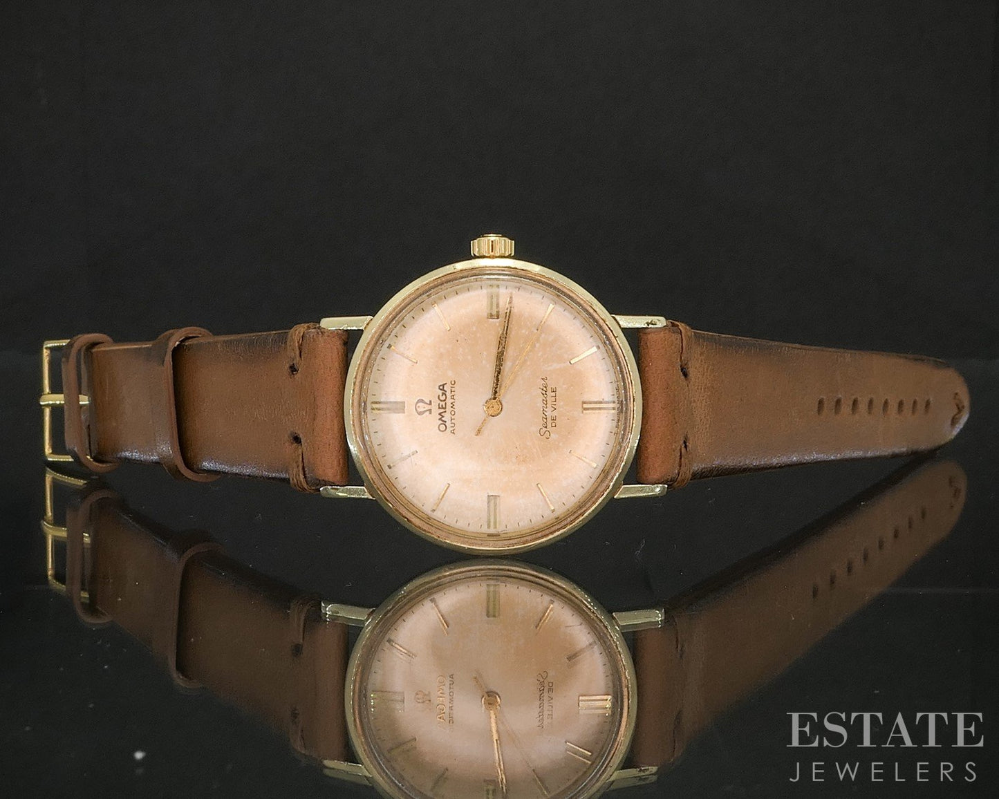 Vintage 1965 14k Yellow Gold Omega Seamaster DeVille Tropical Dial Watch i20387