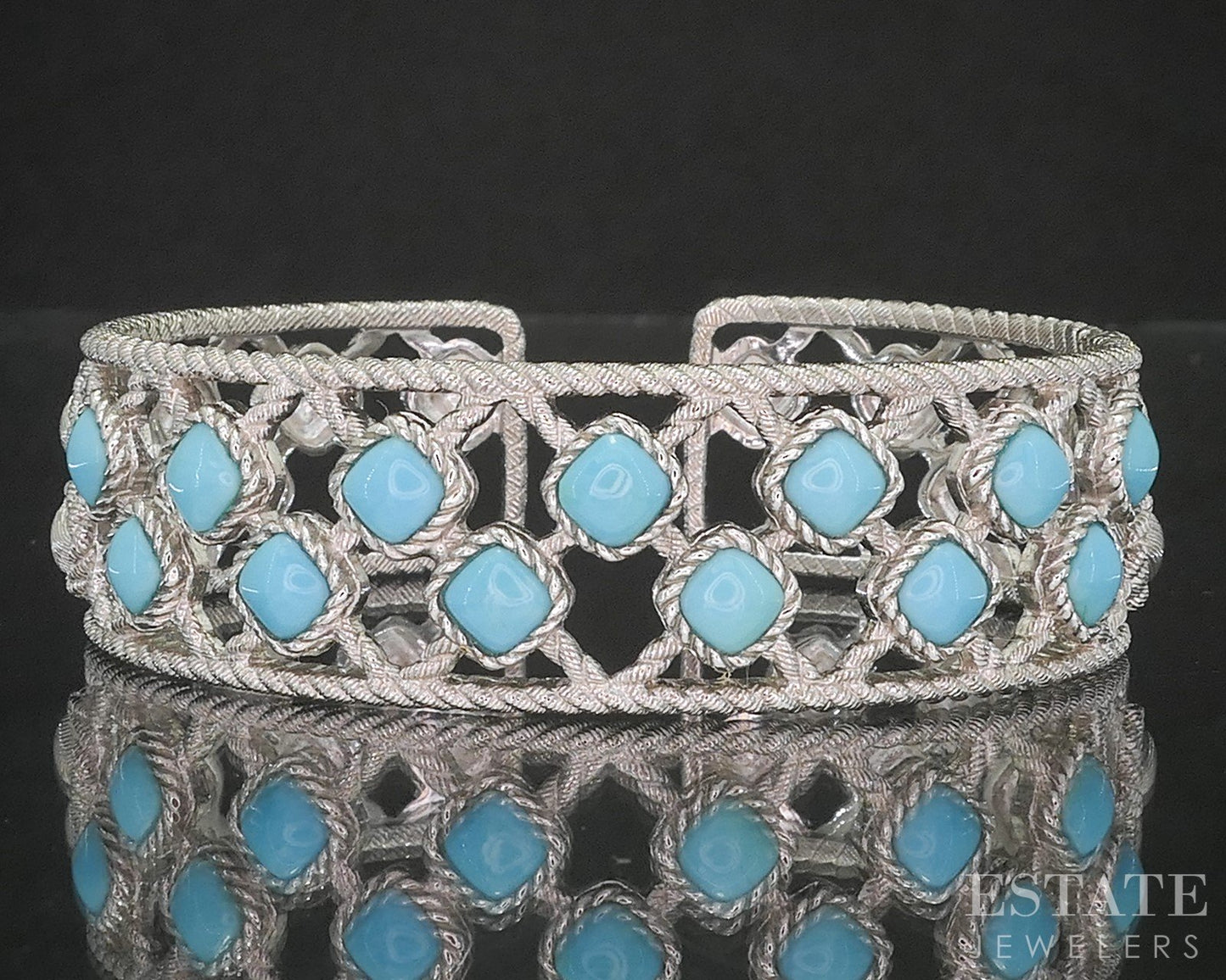 Sterling Judith Ripka Sleeping Beauty Turquoise Cuff Bracelet 43g i20390