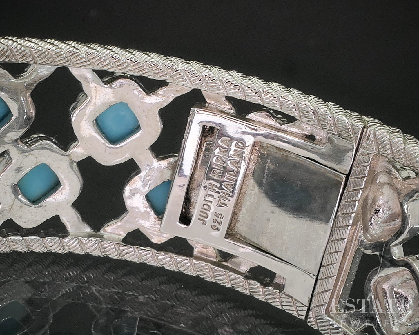 Sterling Judith Ripka Sleeping Beauty Turquoise Cuff Bracelet 43g i20390