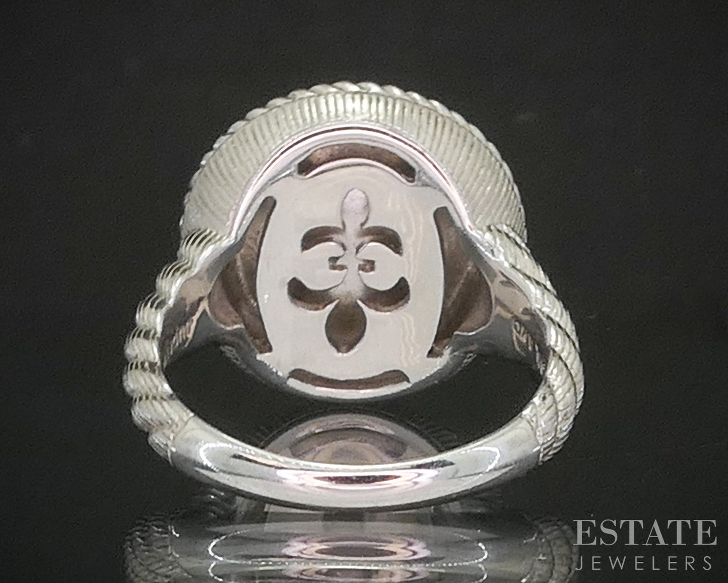 Sterling Silver Judith Ripka Black Pearl & Blue Topaz Ladies Ring 12.8g i20388