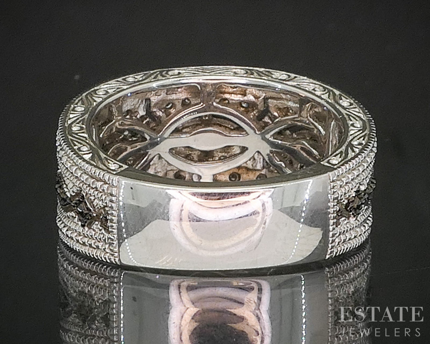 Sterling Silver Natural Blue & White Diamond Ladies Band Ring 8.5g i20392