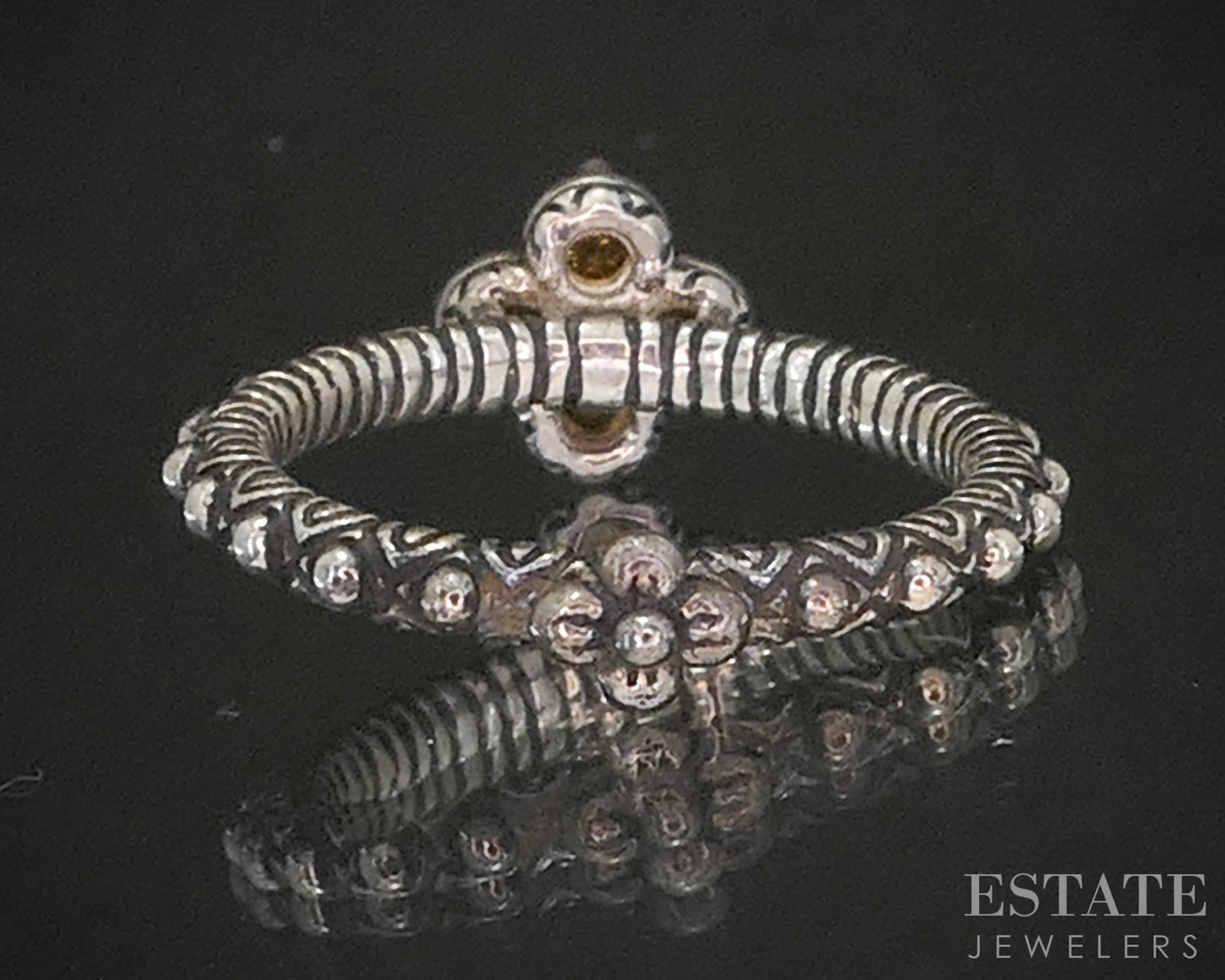 18k & Sterling Barbara Bixby Citrine White Topaz Lotus Ladies Ring 4.6g i20394