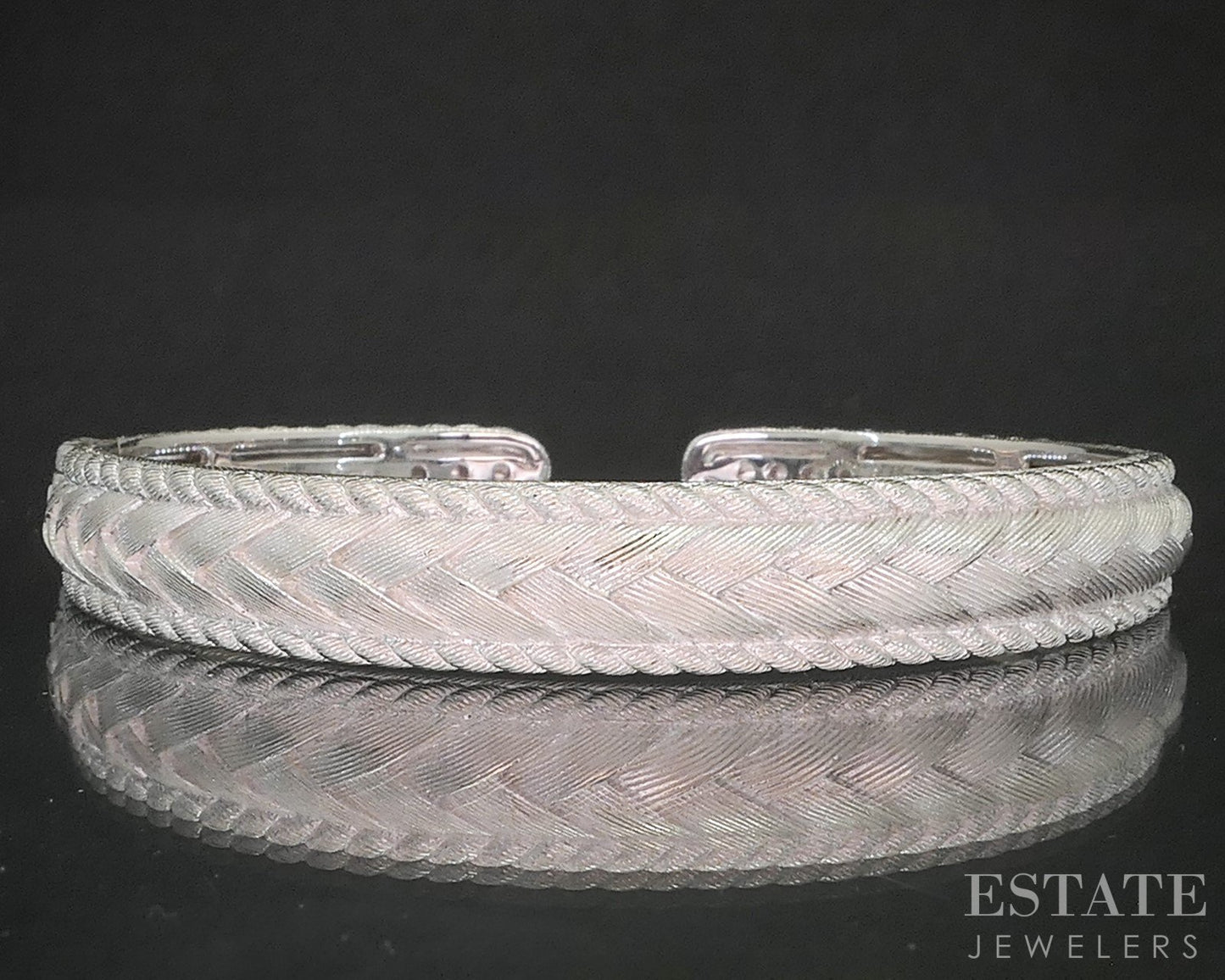 Sterling Judith Ripka Braided Cable Hinged Cuff Bracelet 31g i20395