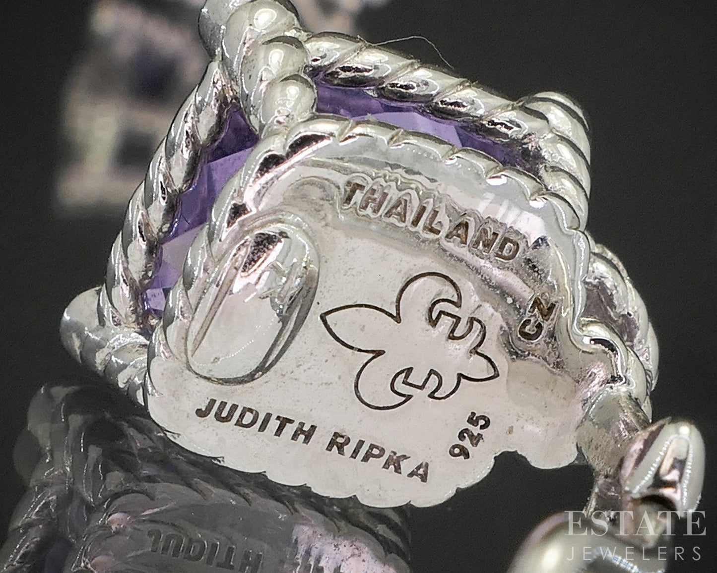 Sterling Silver Judith Ripka Natural Amethyst & CZ Ladies Earrings 8g i20397