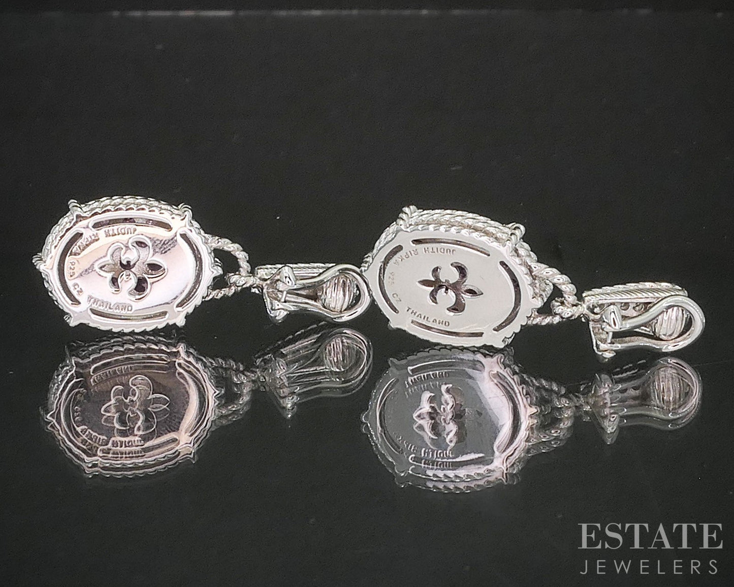 Sterling Silver Judith Ripka Natural Pink Tourmaline & CZ Earrings 14g i20398