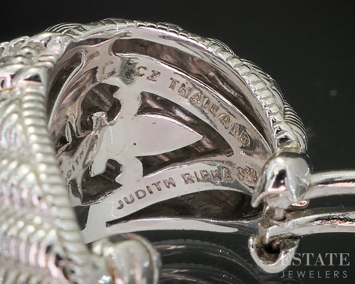 Sterling Silver Judith Ripka CZ Cable J-Hoop Ladies Earrings 18g i20400