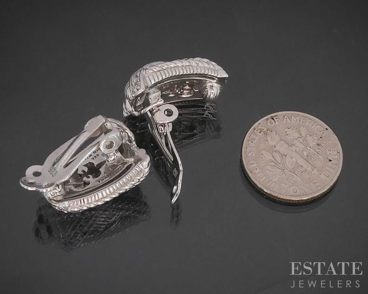 Sterling Silver Judith Ripka CZ Cable X Clip On Ladies Earrings 11g i20404