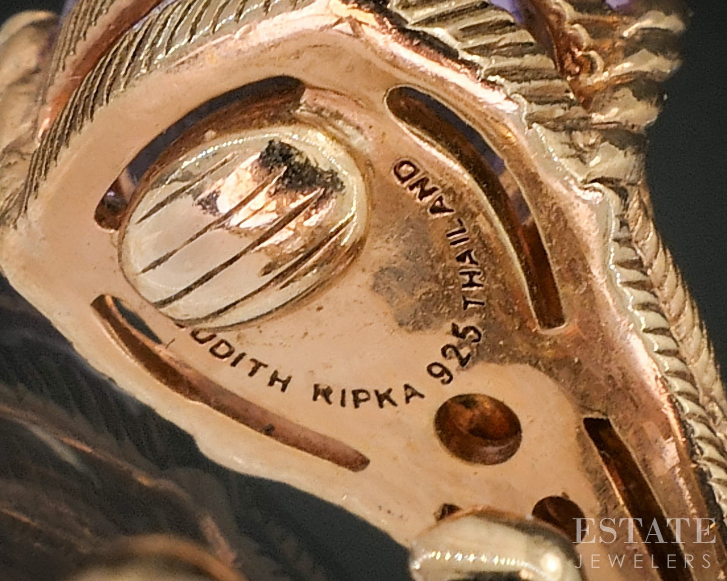 Sterling Silver Judith Ripka Rose Gold Natural Amethyst Earrings 8.8g i20406