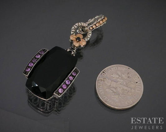 18k & Sterling Barbara Bixby Black Onyx Pink Sapphire Pendant 9g i20399