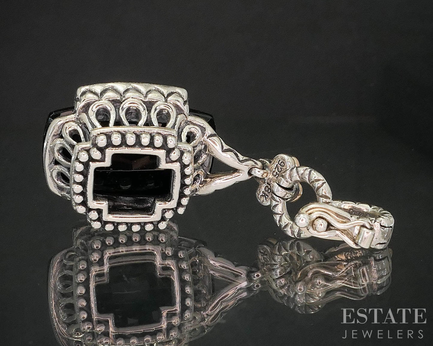 18k & Sterling Barbara Bixby Black Onyx Pink Sapphire Pendant 9g i20399