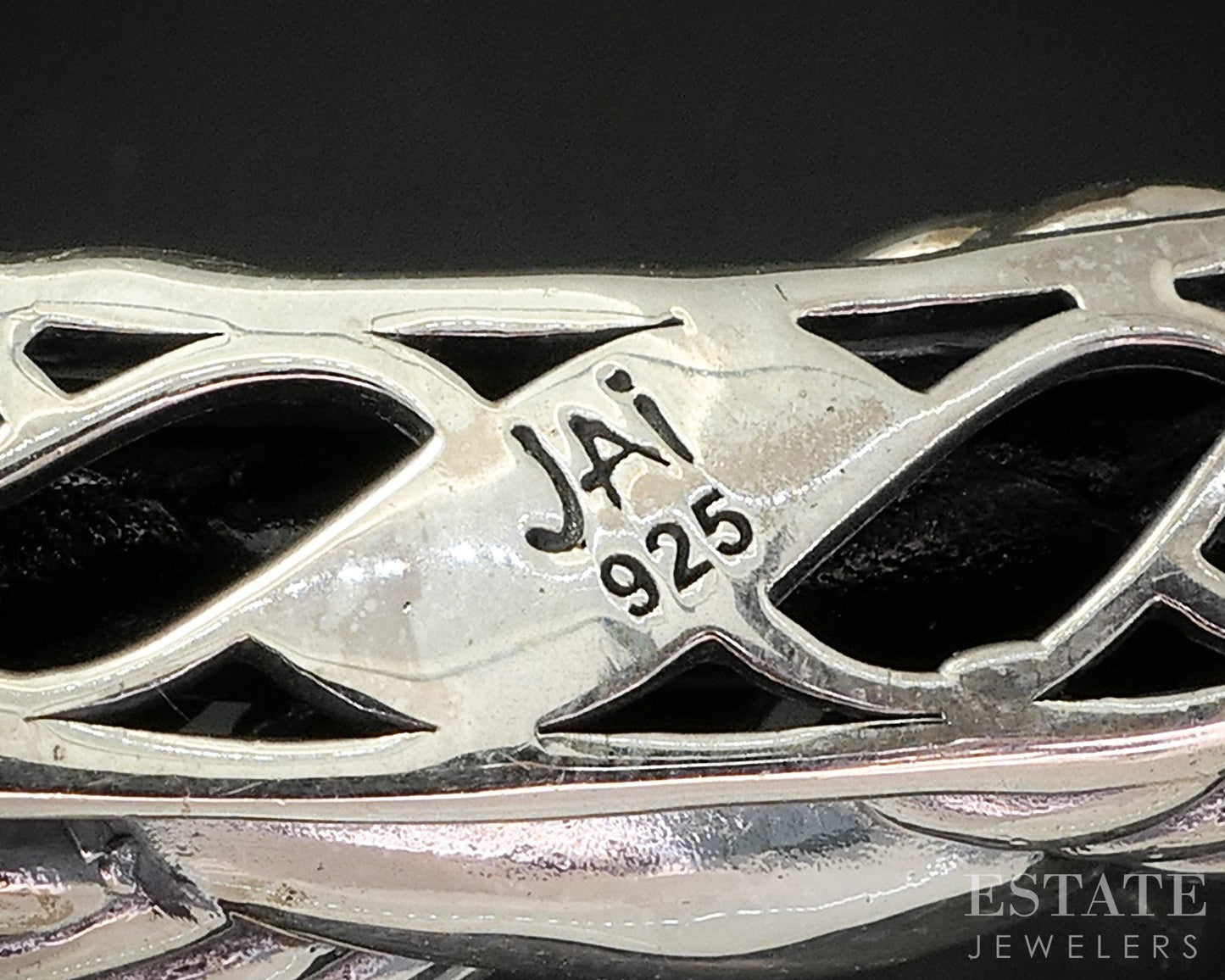 Sterling Silver JAI John Hardy Black Leather Necklace 17g 19"L i20402