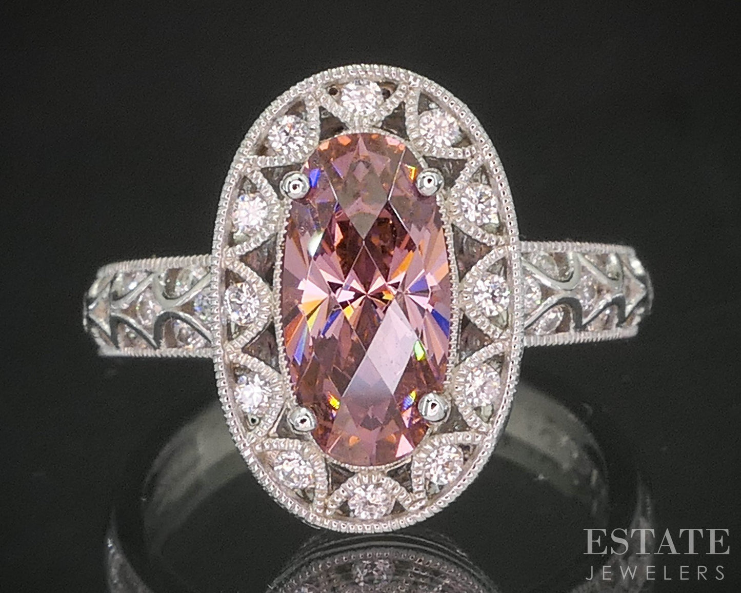 Sterling Silver Tacori Epiphany Pink CZ & White CZ Ladies Ring 6.5g i20458