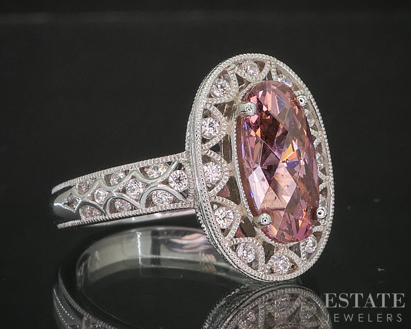 Sterling Silver Tacori Epiphany Pink CZ & White CZ Ladies Ring 6.5g i20458