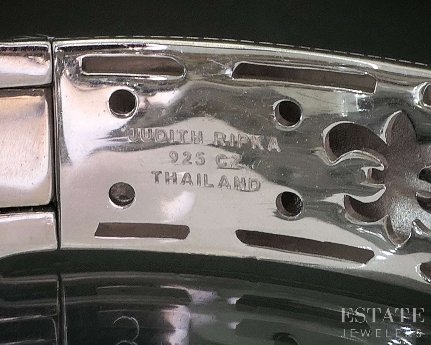 Sterling Judith Ripka Mabe Pearl & CZ Cable Hinged Cuff Bracelet 52.4g i20456