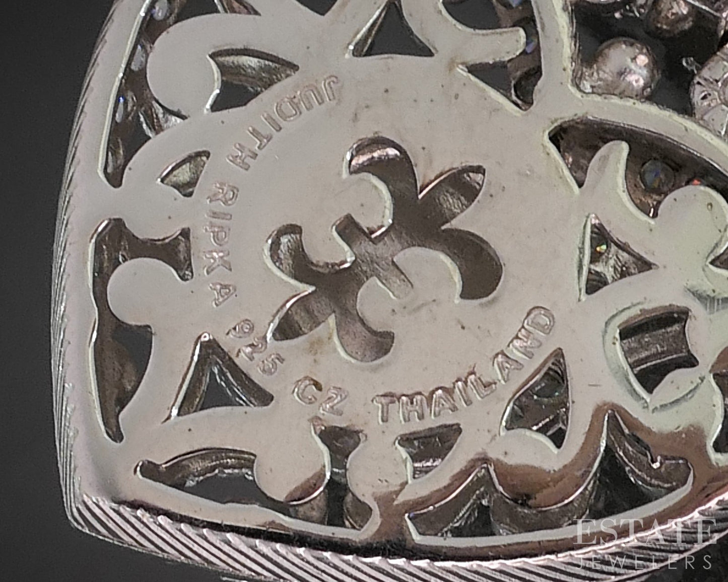 Sterling Silver Judith Ripka Natural Rose Quartz & CZ Heart Necklace 33g i20454