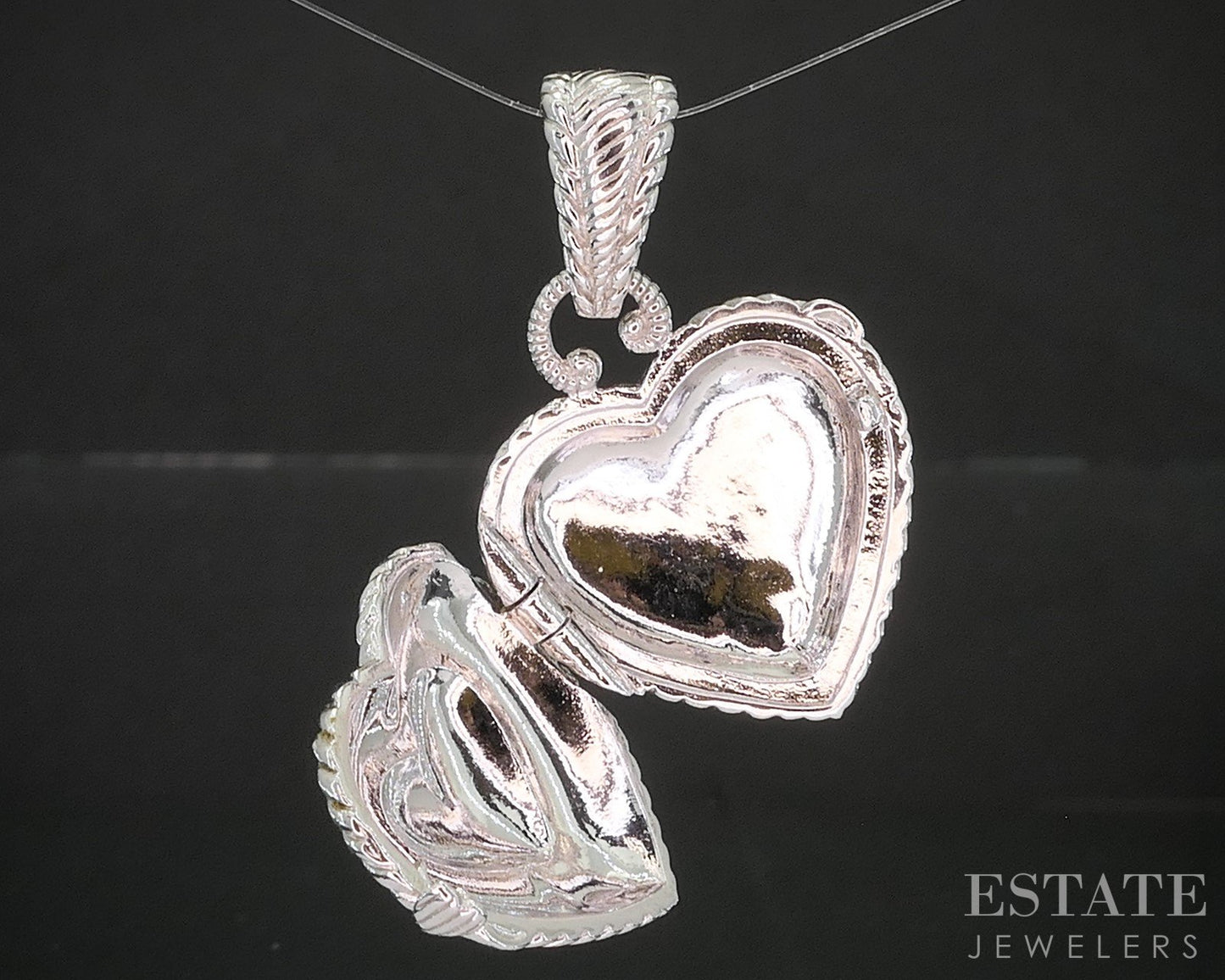 Sterling Silver Judith Ripka Red Enameled Heart Ladies Locket 12.5g i20562