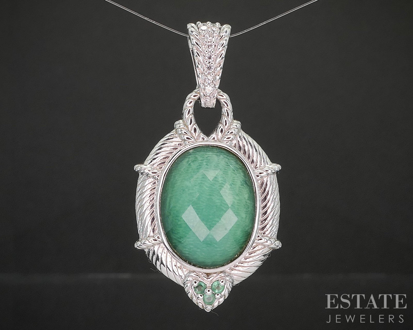 Sterling Silver Judith Ripka Green Goddess Doublet Pendant 14.3g i20450