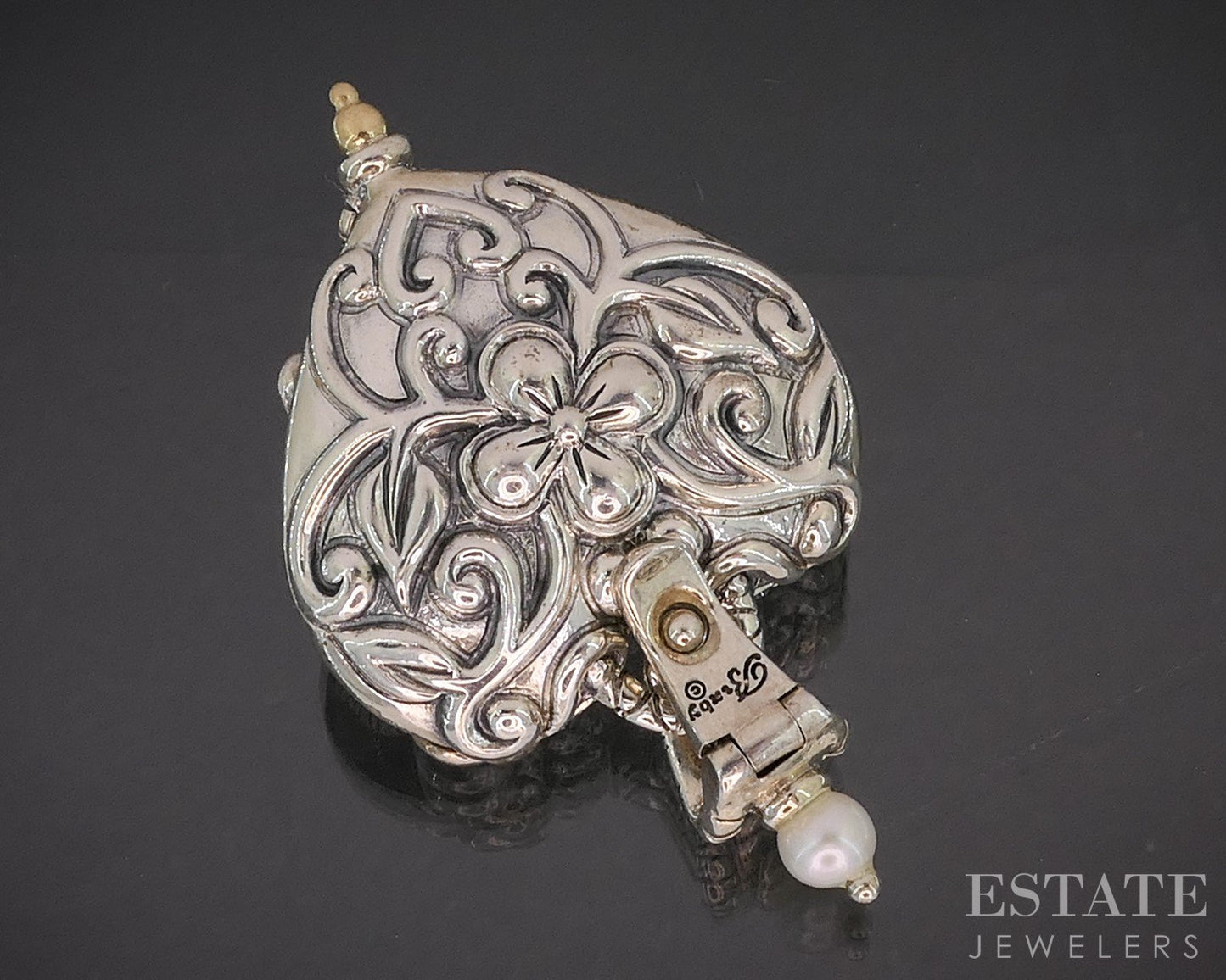 18k & Sterling Barbara Bixby Turquoise Carnelian Heart Pendant 17g i20448