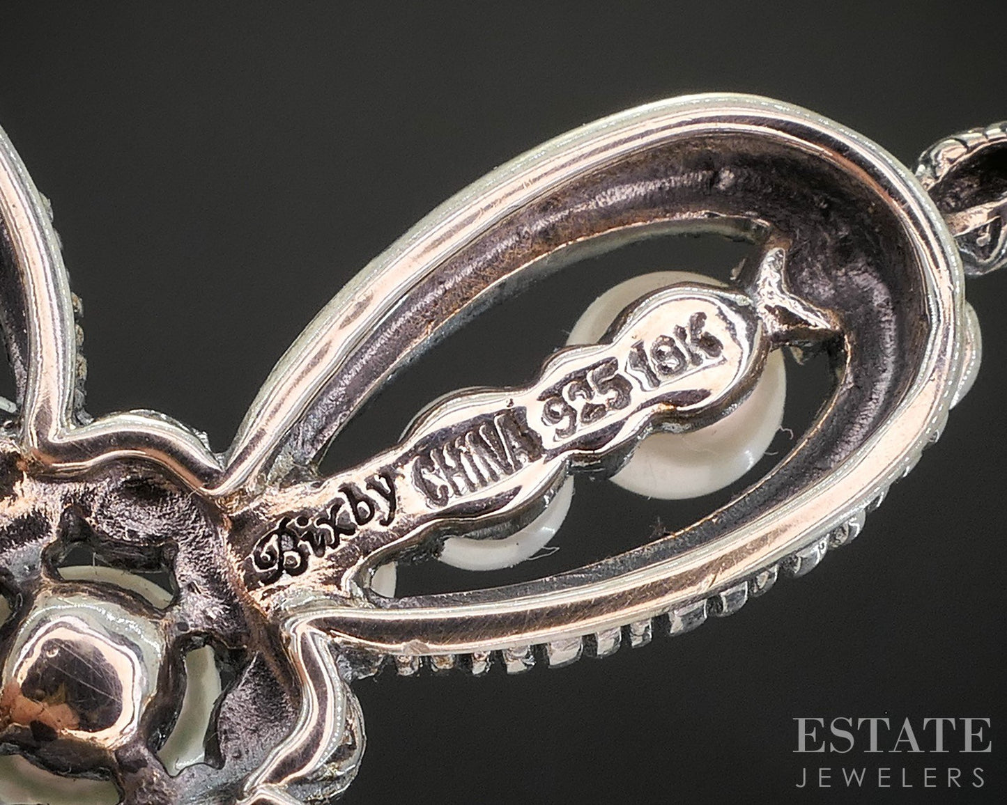 18k & Sterling Barbara Bixby Cultured Pearl Cross Ladies Pendant 11.7g i20447