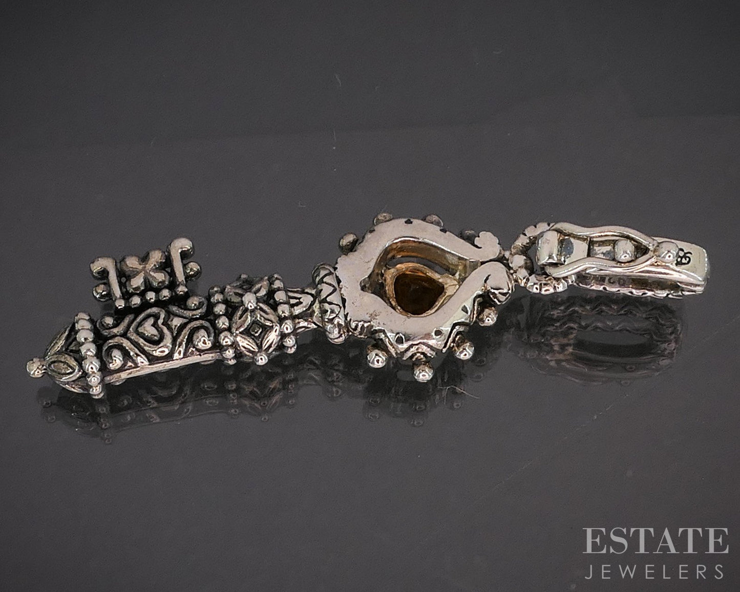 18k & Sterling Barbara Bixby Natural Garnet Key Ladies Pendant 6.7g i20446