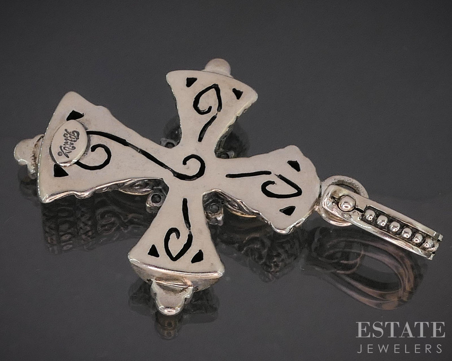 18k & Sterling Barbara Bixby White Topaz Cross Ladies Pendant 11.1g i20445