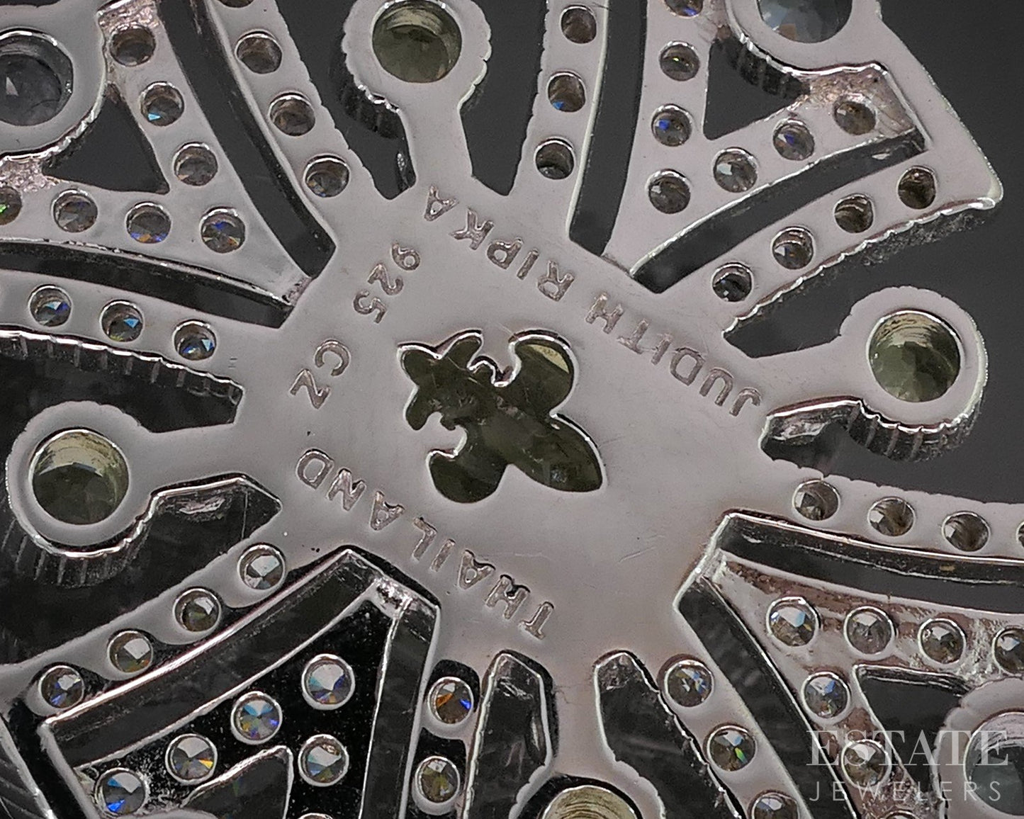 Sterling Silver Judith Ripka Multi Gem Maltese Cross Pendant 11.5g i20444