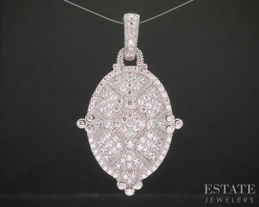 Sterling Silver Judith Ripka CZ Oval Cluster Ladies Pendant 8.3g i20459