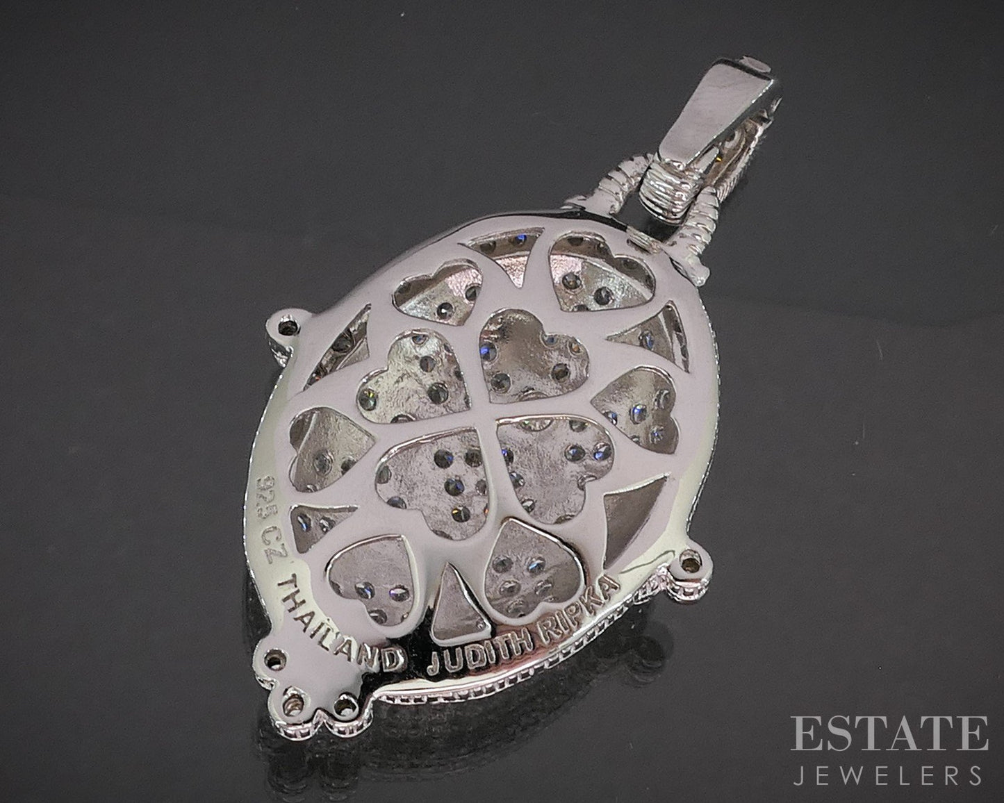 Sterling Silver Judith Ripka CZ Oval Cluster Ladies Pendant 8.3g i20459