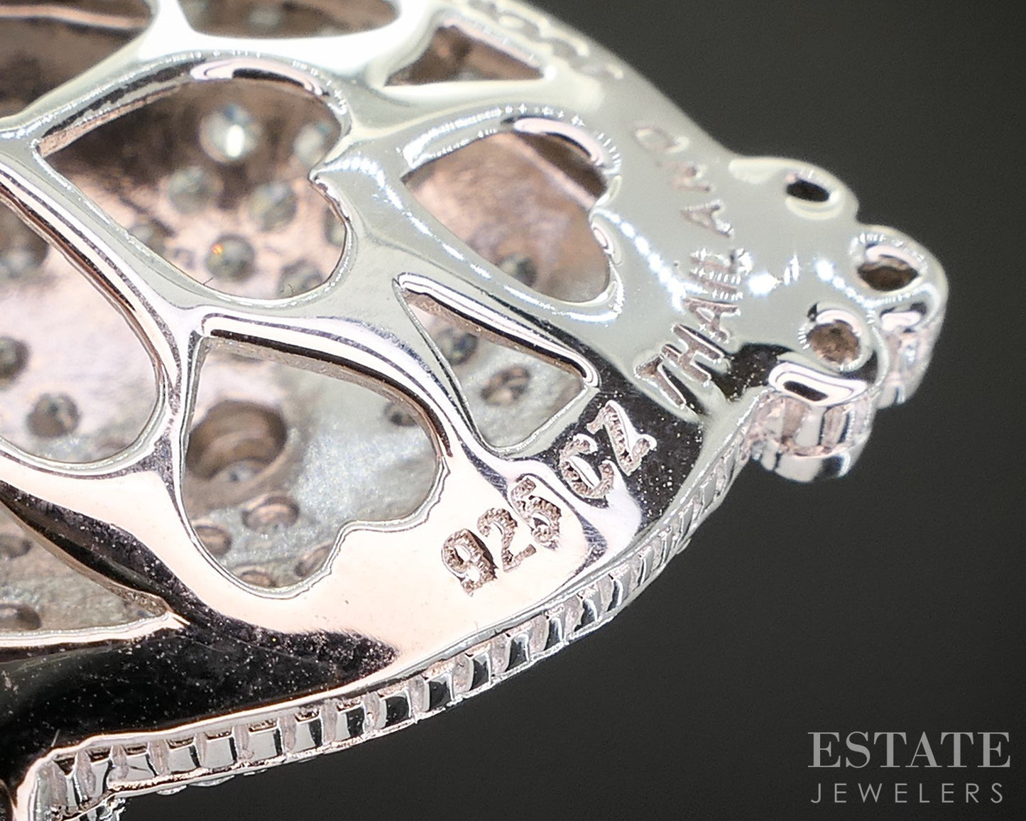 Sterling Silver Judith Ripka CZ Oval Cluster Ladies Pendant 8.3g i20459