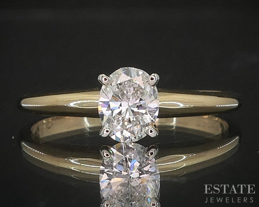 14k Yellow Gold Oval Natural .50ct Diamond Solitaire Engagement Ring 1.9g i20421