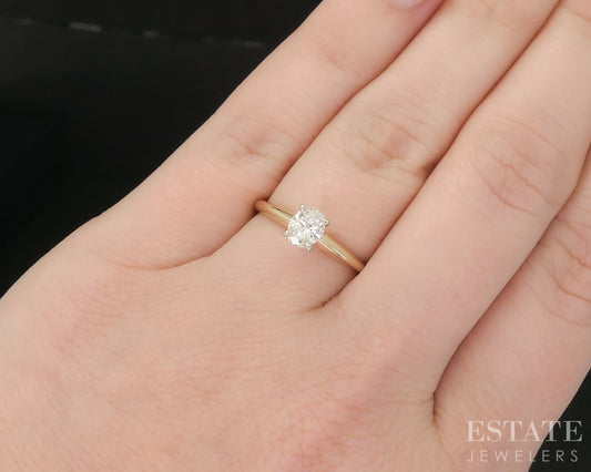 14k Yellow Gold Oval Natural .50ct Diamond Solitaire Engagement Ring 1.9g i20421
