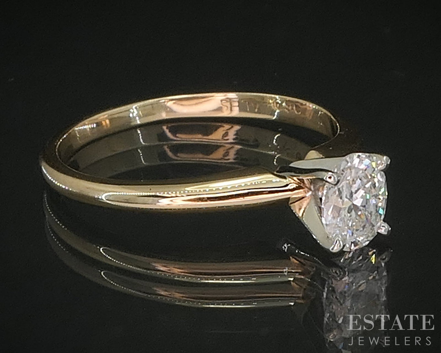 14k Yellow Gold Oval Natural .50ct Diamond Solitaire Engagement Ring 1.9g i20421