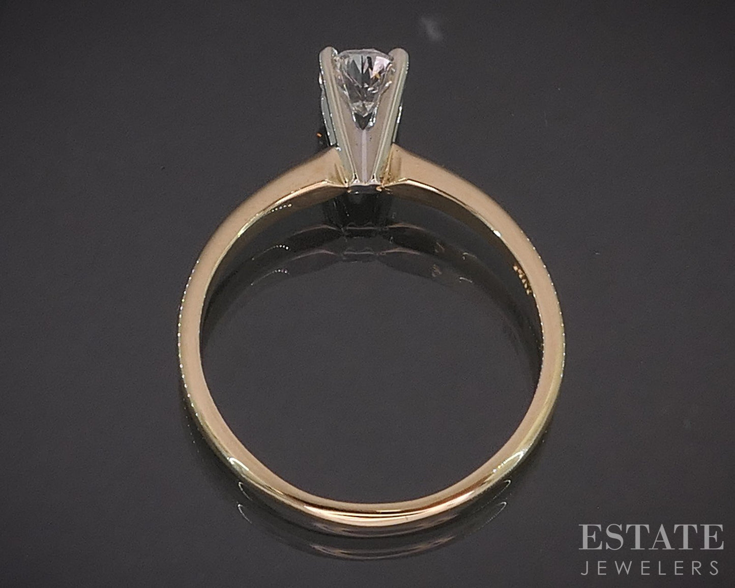 14k Yellow Gold Oval Natural .50ct Diamond Solitaire Engagement Ring 1.9g i20421